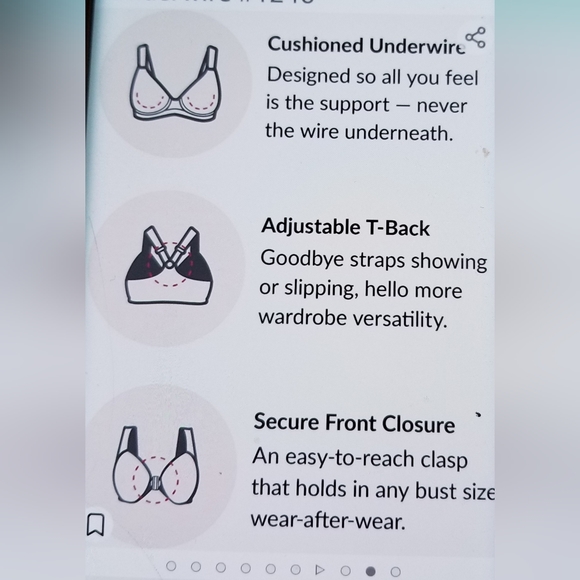 NWOT Glamorise womens front close t-back wonderwire underwire #1246 size 36c - Picture 11 of 15